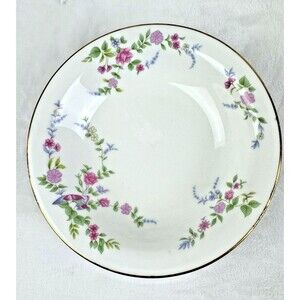 Fukagawa 4 RIM SOUP BOWLS Imperial Bone China, Gold Trim, Japan 7 1/2"